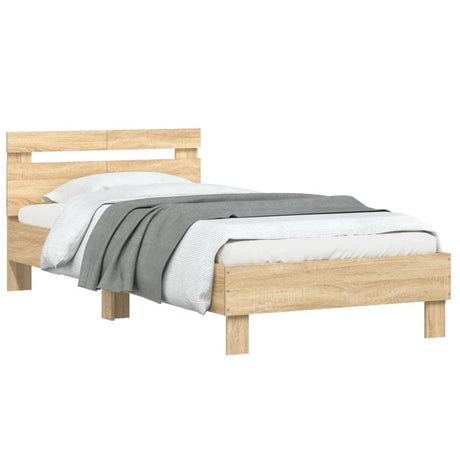 Bedframe met hoofdbord zonder matras sonoma eiken 100x200 cm