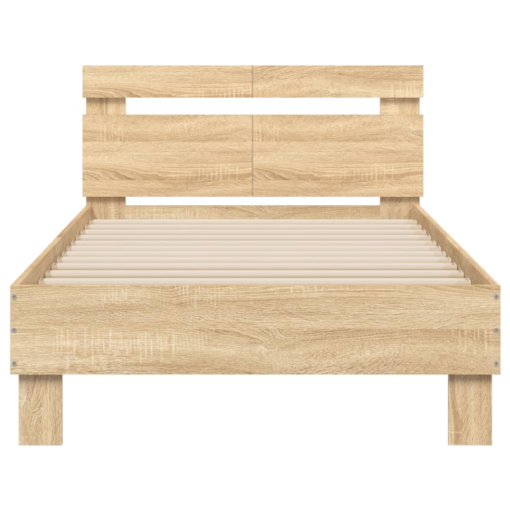 Bedframe met hoofdbord zonder matras sonoma eiken 100x200 cm