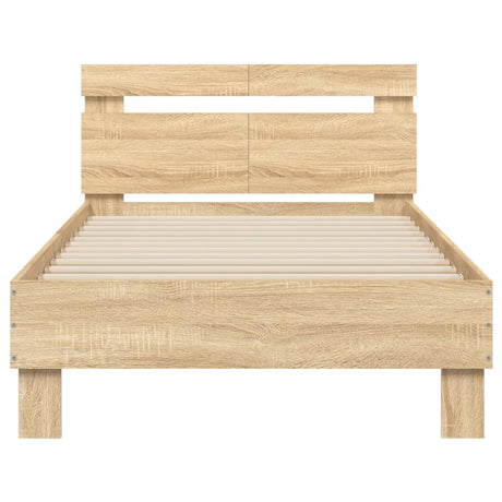 Bedframe met hoofdbord zonder matras sonoma eiken 100x200 cm