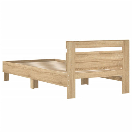 Bedframe met hoofdbord zonder matras sonoma eiken 100x200 cm
