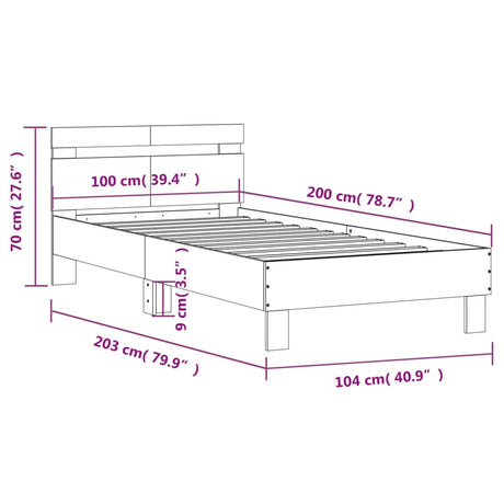 Bedframe met hoofdbord zonder matras sonoma eiken 100x200 cm