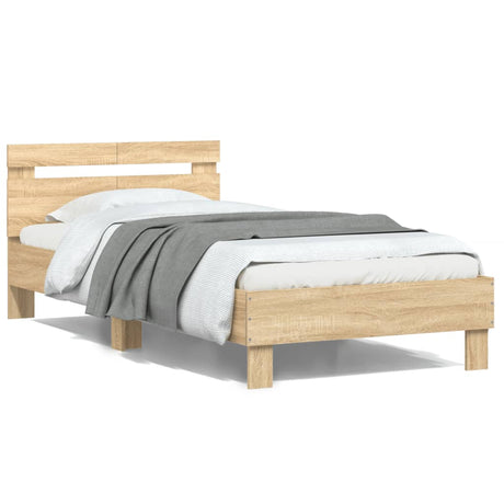 Bedframe met hoofdbord zonder matras sonoma eiken 100x200 cm