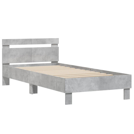 Bedframe met hoofdeinde bewerkt hout betongrijs 100x200 cm
