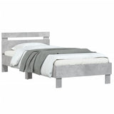 Bedframe met hoofdeinde bewerkt hout betongrijs 100x200 cm