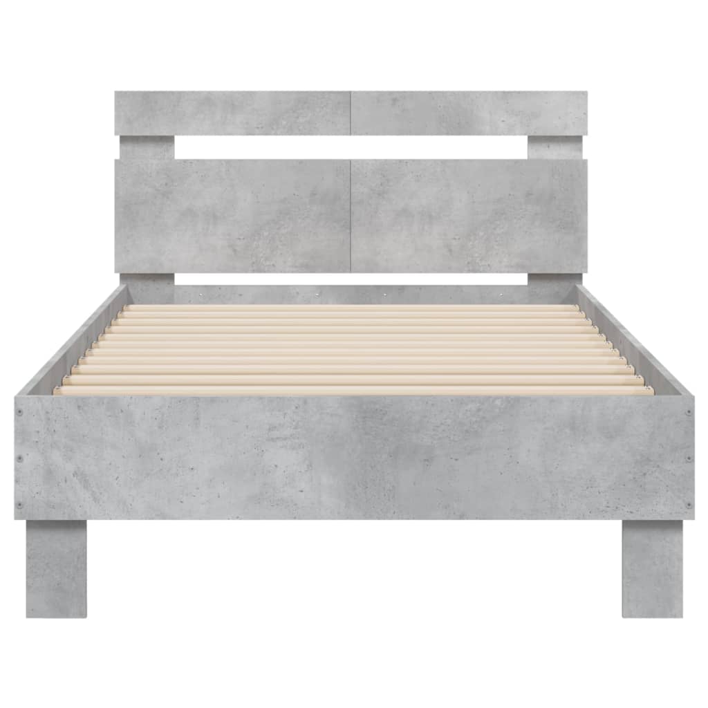 Bedframe met hoofdeinde bewerkt hout betongrijs 100x200 cm