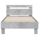 Bedframe met hoofdeinde bewerkt hout betongrijs 100x200 cm