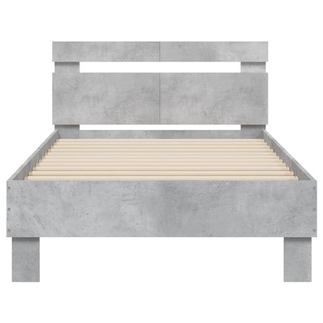 Bedframe met hoofdeinde bewerkt hout betongrijs 100x200 cm