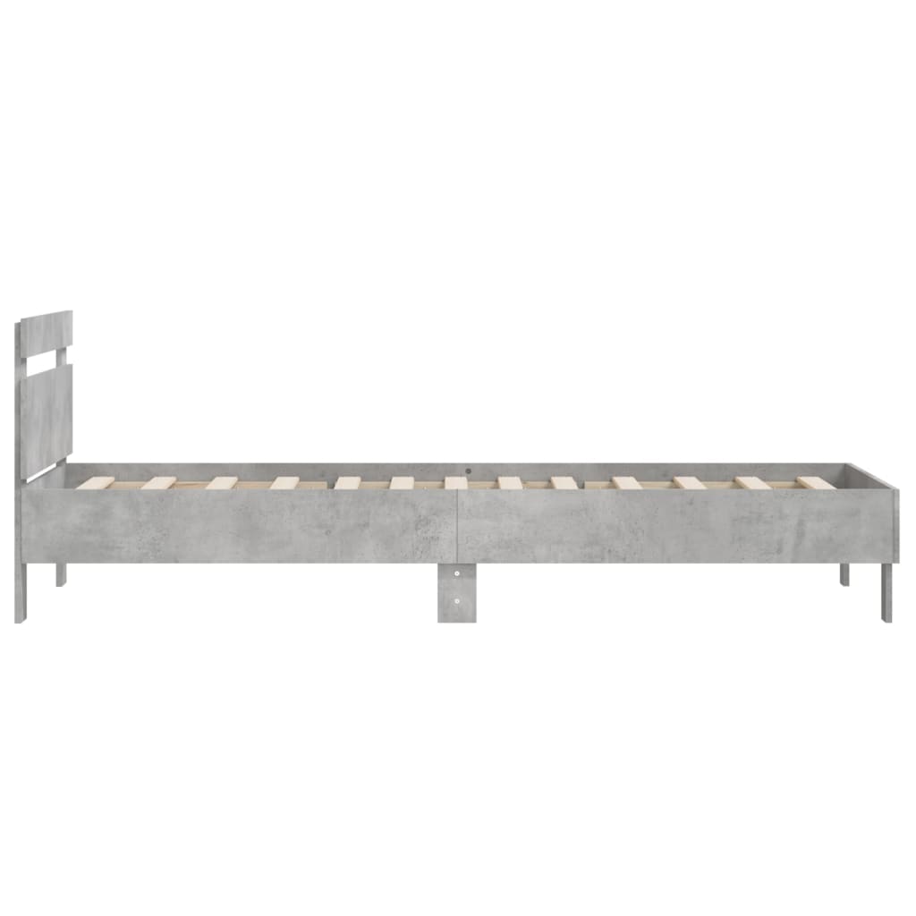 Bedframe met hoofdeinde bewerkt hout betongrijs 100x200 cm