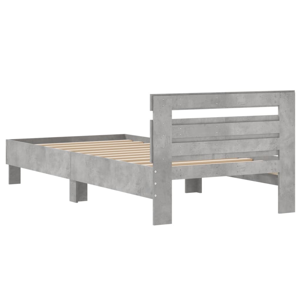 Bedframe met hoofdeinde bewerkt hout betongrijs 100x200 cm