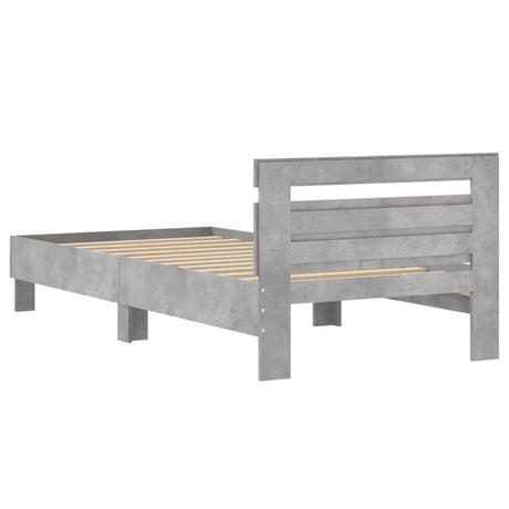 Bedframe met hoofdeinde bewerkt hout betongrijs 100x200 cm