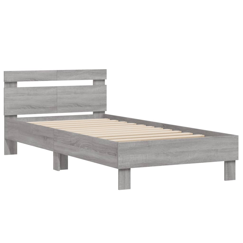 Bedframe met hoofdeinde bewerkt hout grijs sonoma 100x200 cm