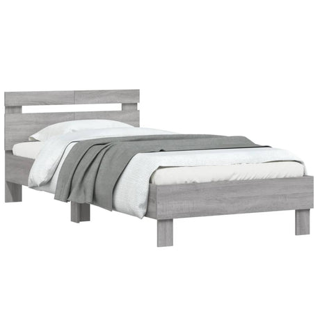 Bedframe met hoofdeinde bewerkt hout grijs sonoma 100x200 cm