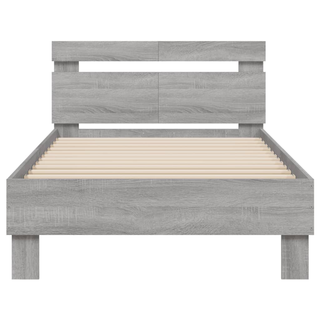 Bedframe met hoofdeinde bewerkt hout grijs sonoma 100x200 cm
