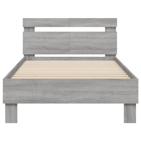 Bedframe met hoofdeinde bewerkt hout grijs sonoma 100x200 cm