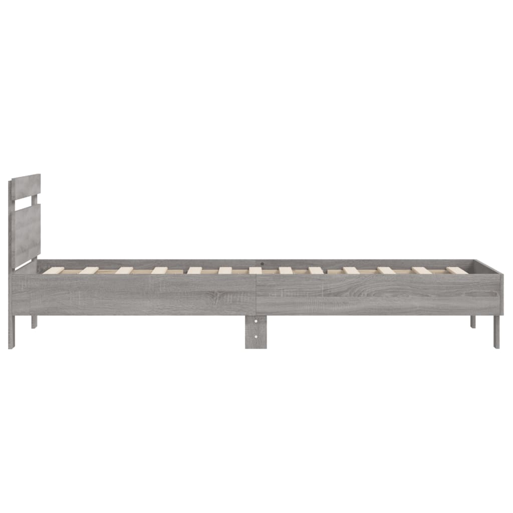 Bedframe met hoofdeinde bewerkt hout grijs sonoma 100x200 cm