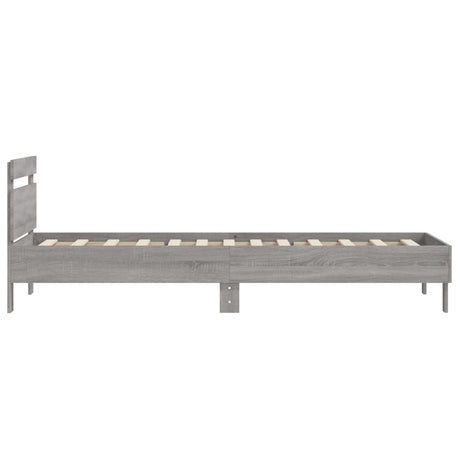 Bedframe met hoofdeinde bewerkt hout grijs sonoma 100x200 cm
