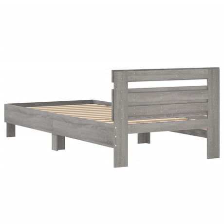 Bedframe met hoofdeinde bewerkt hout grijs sonoma 100x200 cm