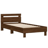 Bedframe met hoofdbord zonder matras bruin eiken 100x200 cm