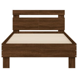Bedframe met hoofdbord zonder matras bruin eiken 100x200 cm
