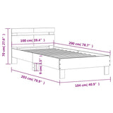 Bedframe met hoofdbord zonder matras bruin eiken 100x200 cm