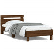 Bedframe met hoofdbord zonder matras bruin eiken 100x200 cm