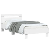 Bedframe met hoofdeinde bewerkt hout wit 90x190 cm