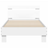 Bedframe met hoofdeinde bewerkt hout wit 90x190 cm