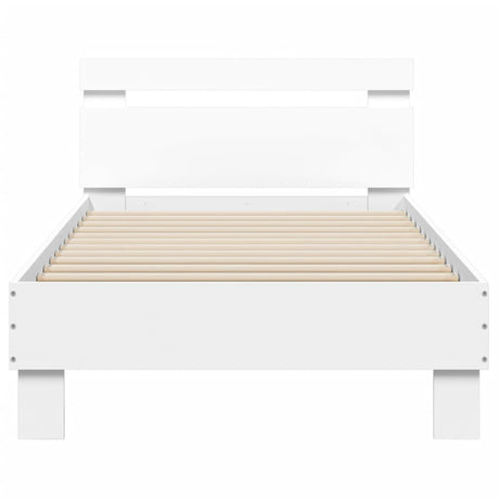 Bedframe met hoofdeinde bewerkt hout wit 90x190 cm