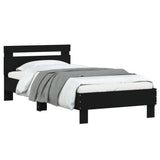 Bedframe met hoofdeinde bewerkt hout zwart 90x190 cm