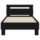 Bedframe met hoofdeinde bewerkt hout zwart 90x190 cm