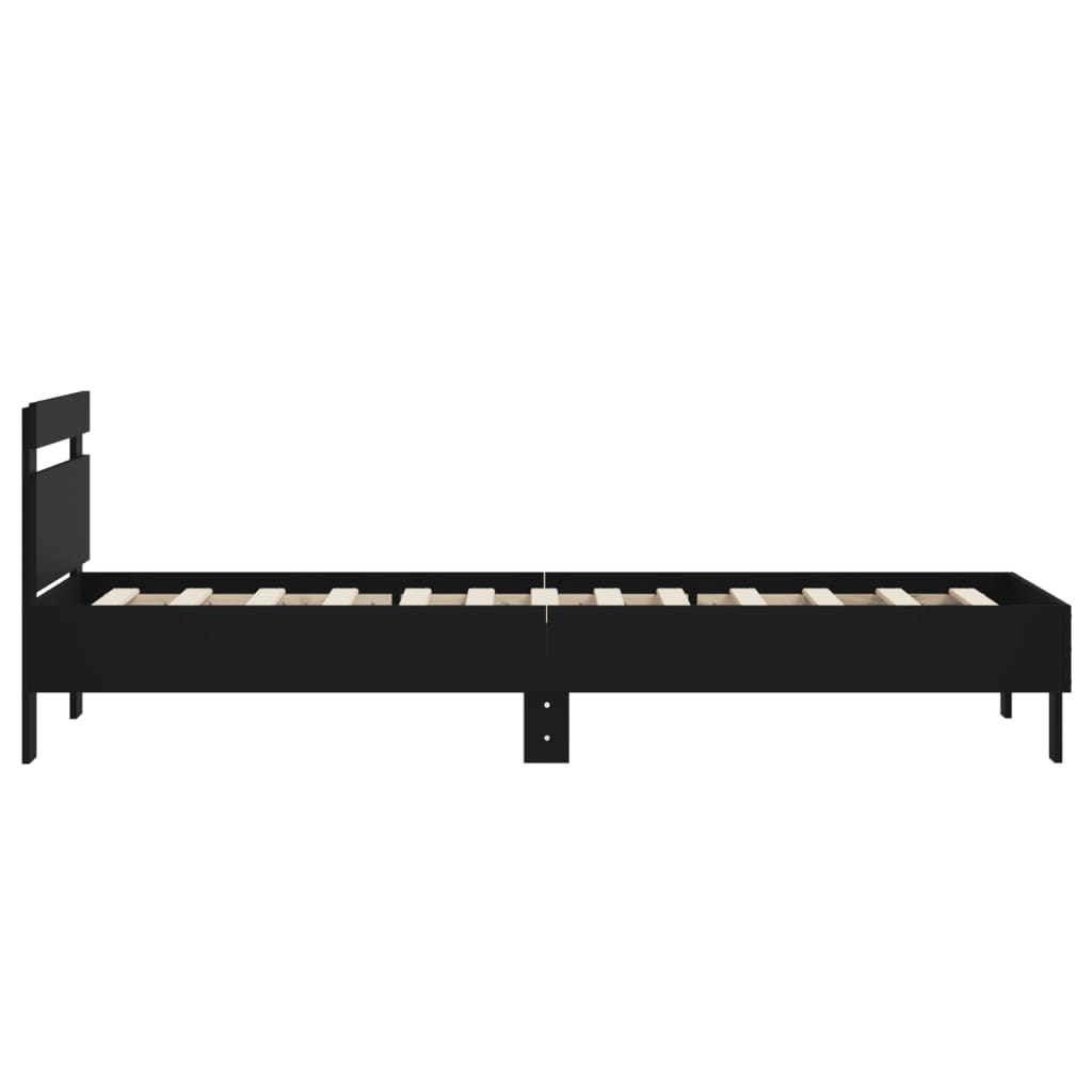 Bedframe met hoofdeinde bewerkt hout zwart 90x190 cm