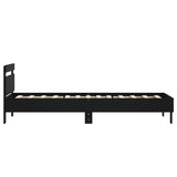 Bedframe met hoofdeinde bewerkt hout zwart 90x190 cm