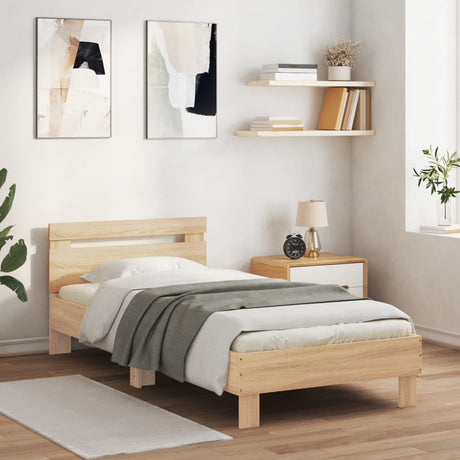Bedframe met hoofdbord zonder matras sonoma eiken 90x190 cm