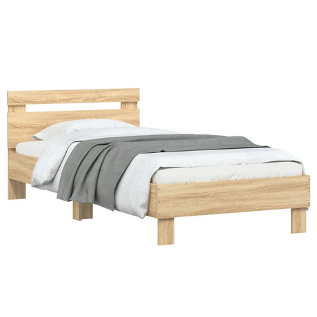 Bedframe met hoofdbord zonder matras sonoma eiken 90x190 cm