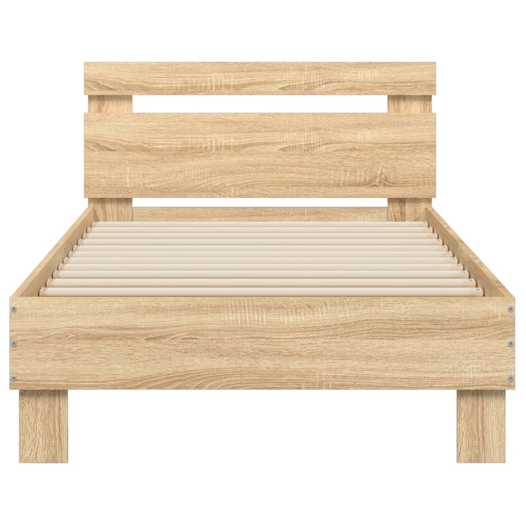 Bedframe met hoofdbord zonder matras sonoma eiken 90x190 cm
