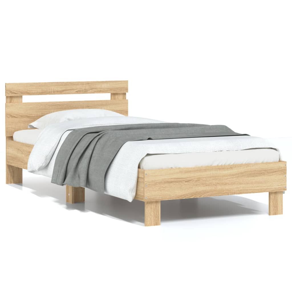 Bedframe met hoofdbord zonder matras sonoma eiken 90x190 cm