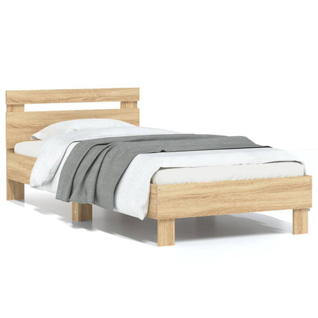 Bedframe met hoofdbord zonder matras sonoma eiken 90x190 cm