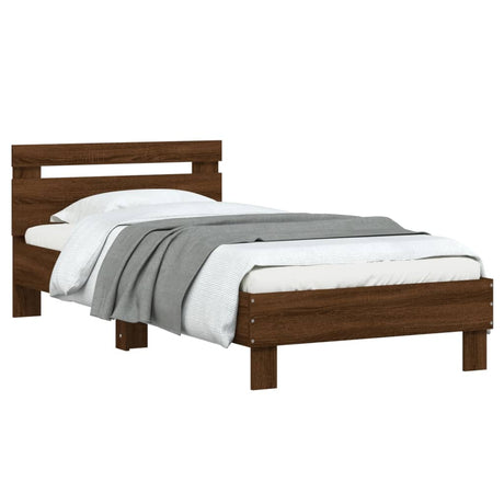 Bedframe met hoofdbord zonder matras bruin eikenkleur 90x190 cm