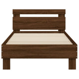 Bedframe met hoofdbord zonder matras bruin eikenkleur 90x190 cm