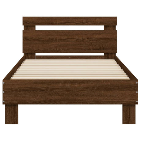 Bedframe met hoofdbord zonder matras bruin eikenkleur 90x190 cm