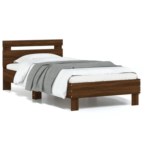 Bedframe met hoofdbord zonder matras bruin eikenkleur 90x190 cm