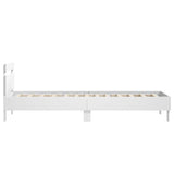 Bedframe met hoofdbord bewerkt hout wit 75x190 cm