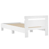 Bedframe met hoofdbord bewerkt hout wit 75x190 cm