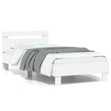 Bedframe met hoofdbord bewerkt hout wit 75x190 cm