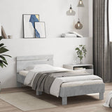 Bedframe met hoofdbord bewerkt hout betongrijs 75x190 cm