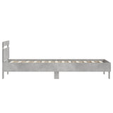 Bedframe met hoofdbord bewerkt hout betongrijs 75x190 cm