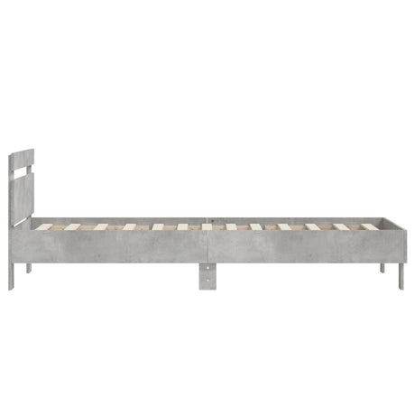 Bedframe met hoofdbord bewerkt hout betongrijs 75x190 cm