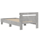 Bedframe met hoofdbord bewerkt hout betongrijs 75x190 cm