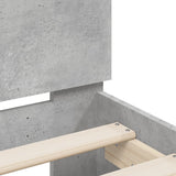 Bedframe met hoofdbord bewerkt hout betongrijs 75x190 cm