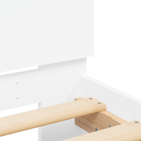 Bedframe met hoofdbord bewerkt hout wit 100x200 cm
